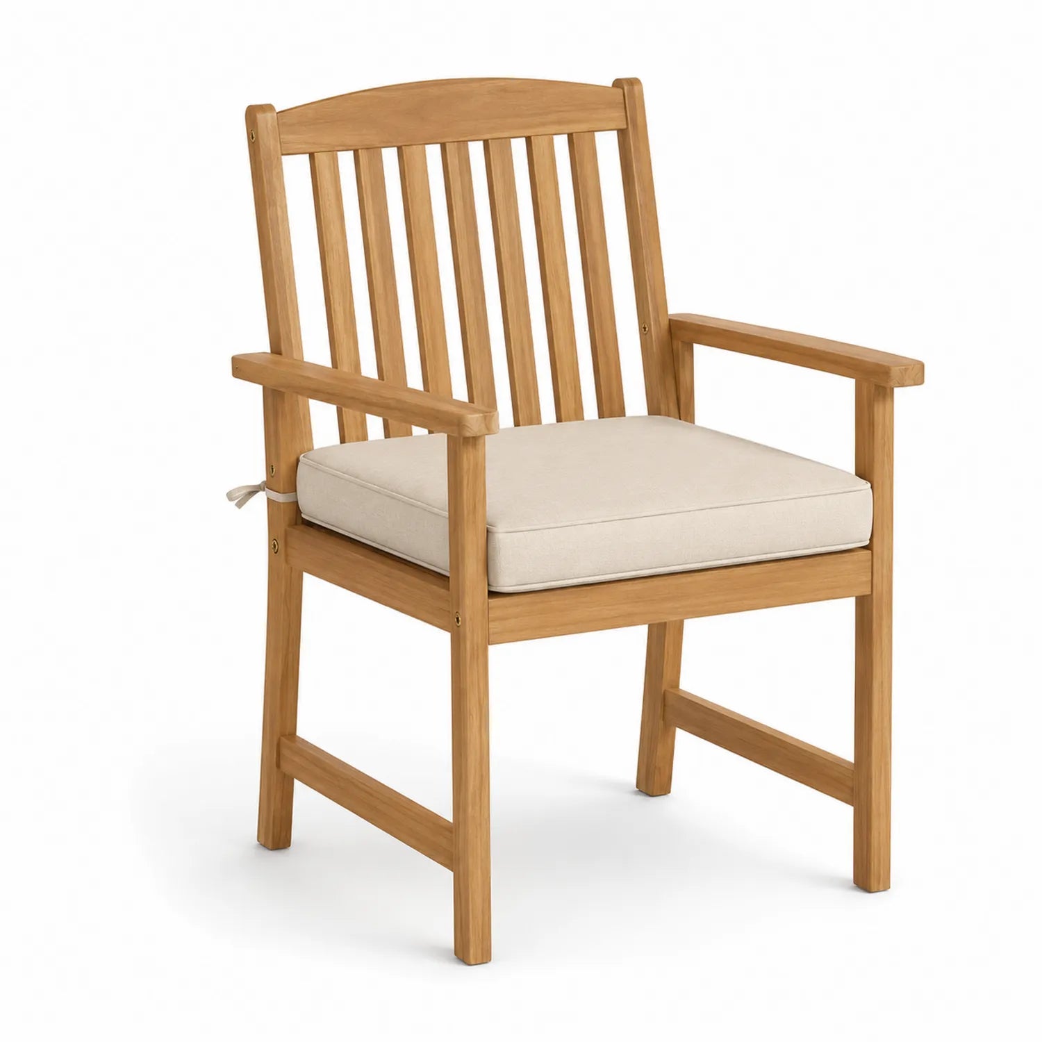 Silla de Exterior de Madera de Teca con Cojín de Espuma Desmontable