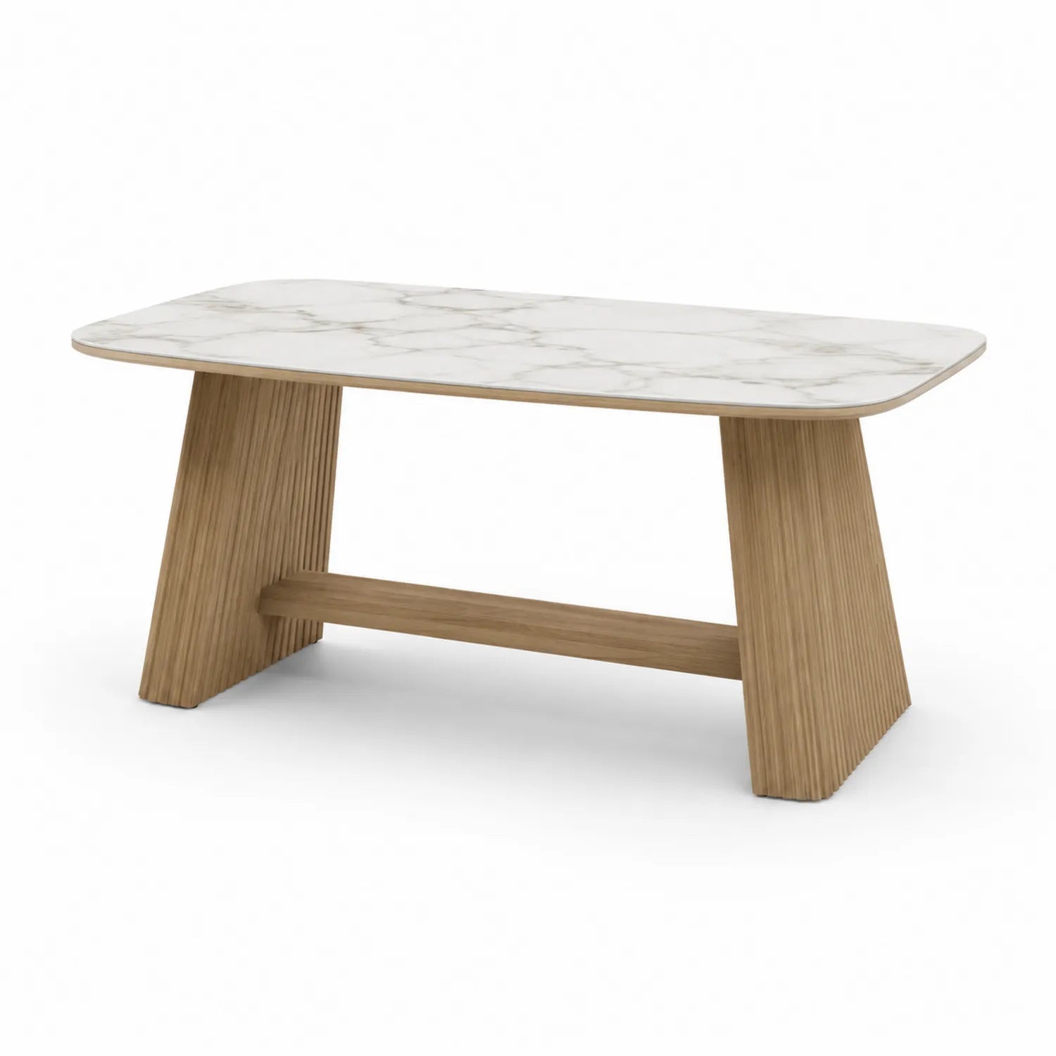 Mesa de comedor de mármol y madera de roble 200x100x75 cm