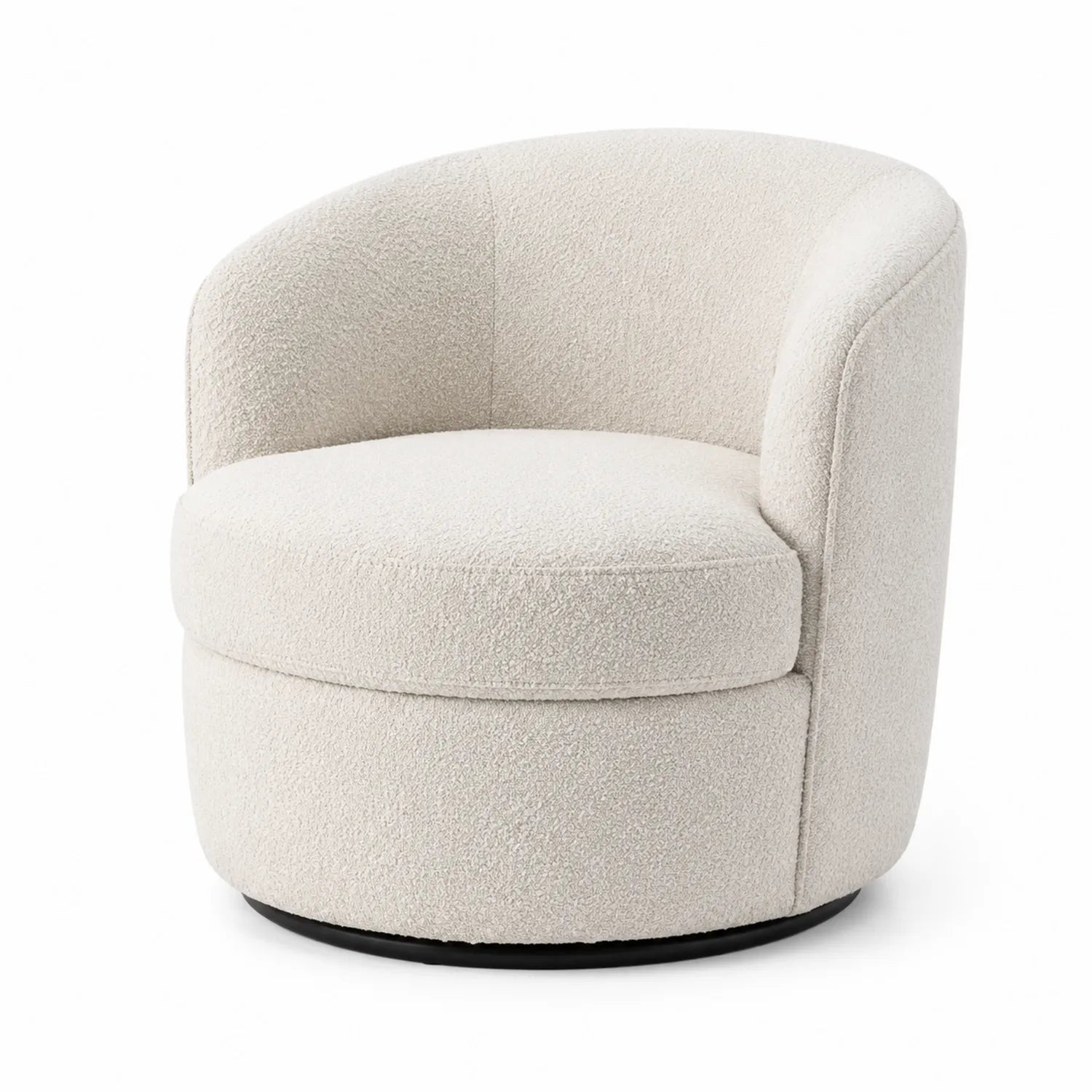 Silla giratoria acolchada de bouclé beige