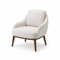 Silla de tela de poliéster beige con patas de madera