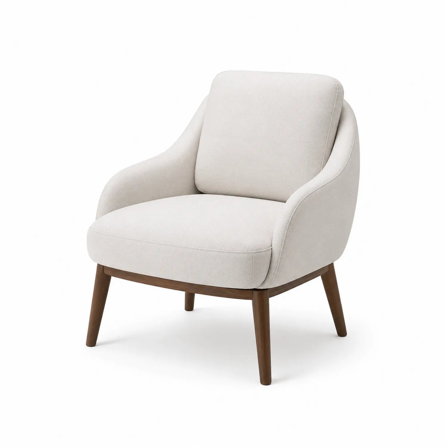 Silla de tela de poliéster beige con patas de madera