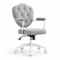 Silla de Oficina de Poliéster Gris con Base de Metal Blanca