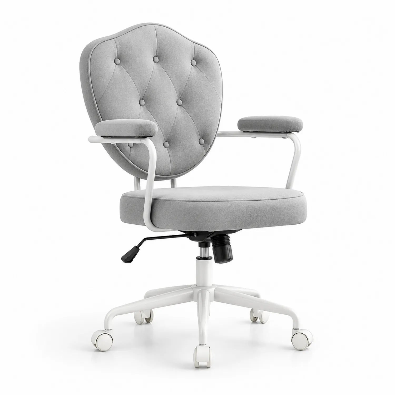 Silla de Oficina de Poliéster Gris con Base de Metal Blanca