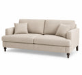 Sofá de 3 plazas beige tela de algodón 200 cm x 90 cm x 85 cm