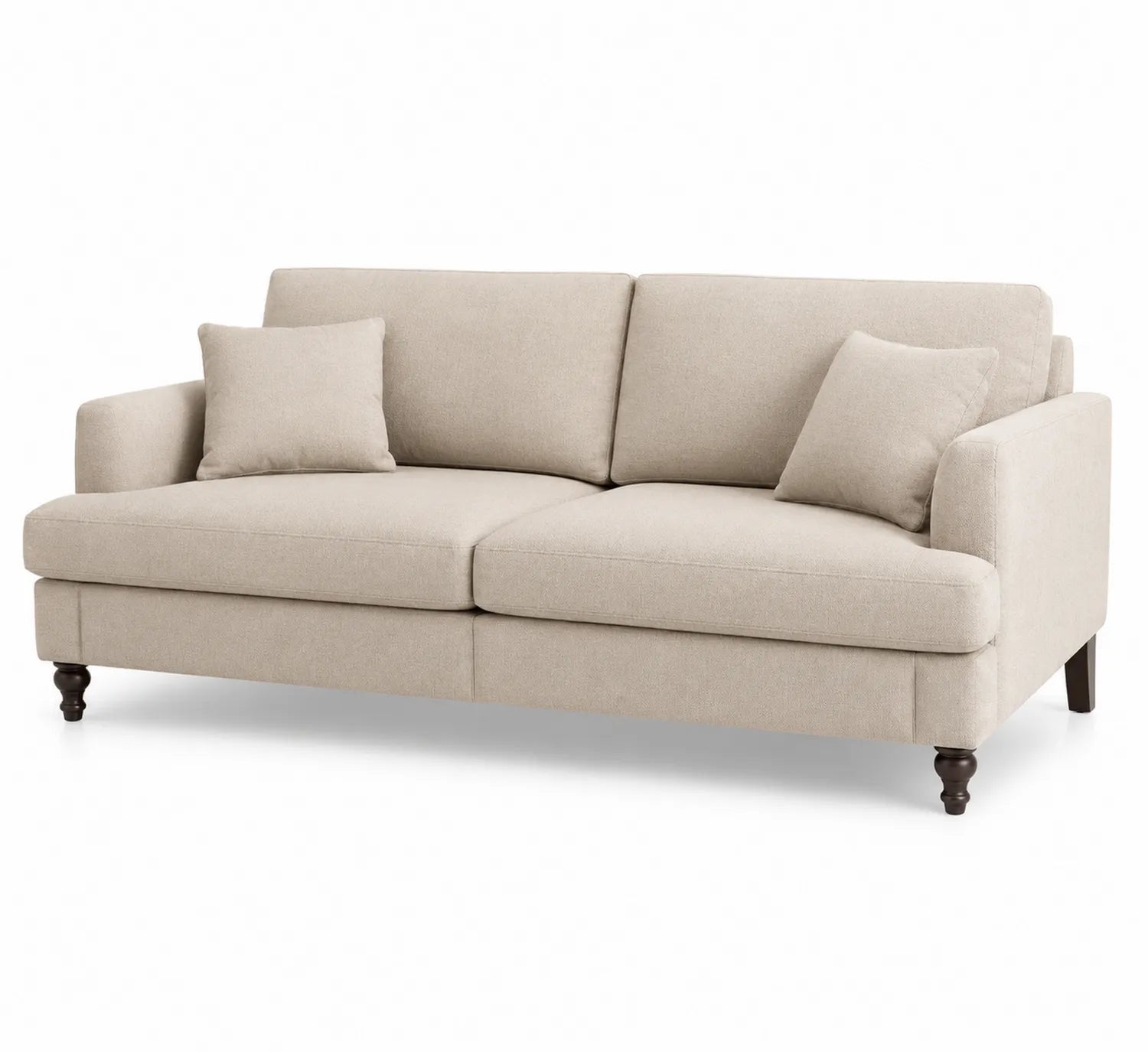 Sofá de 3 plazas beige tela de algodón 200 cm x 90 cm x 85 cm