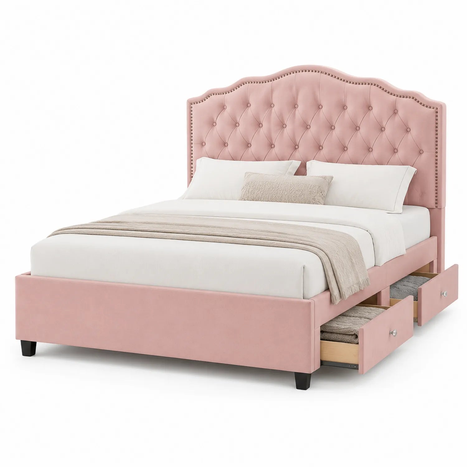 Cama Tapizada con Cabecero y Cajones de Almacenaje de 200x150 cm