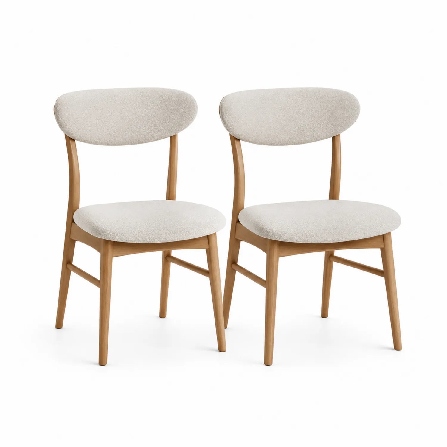 Juego de 2 sillas de madera de haya y tela de poliéster beige