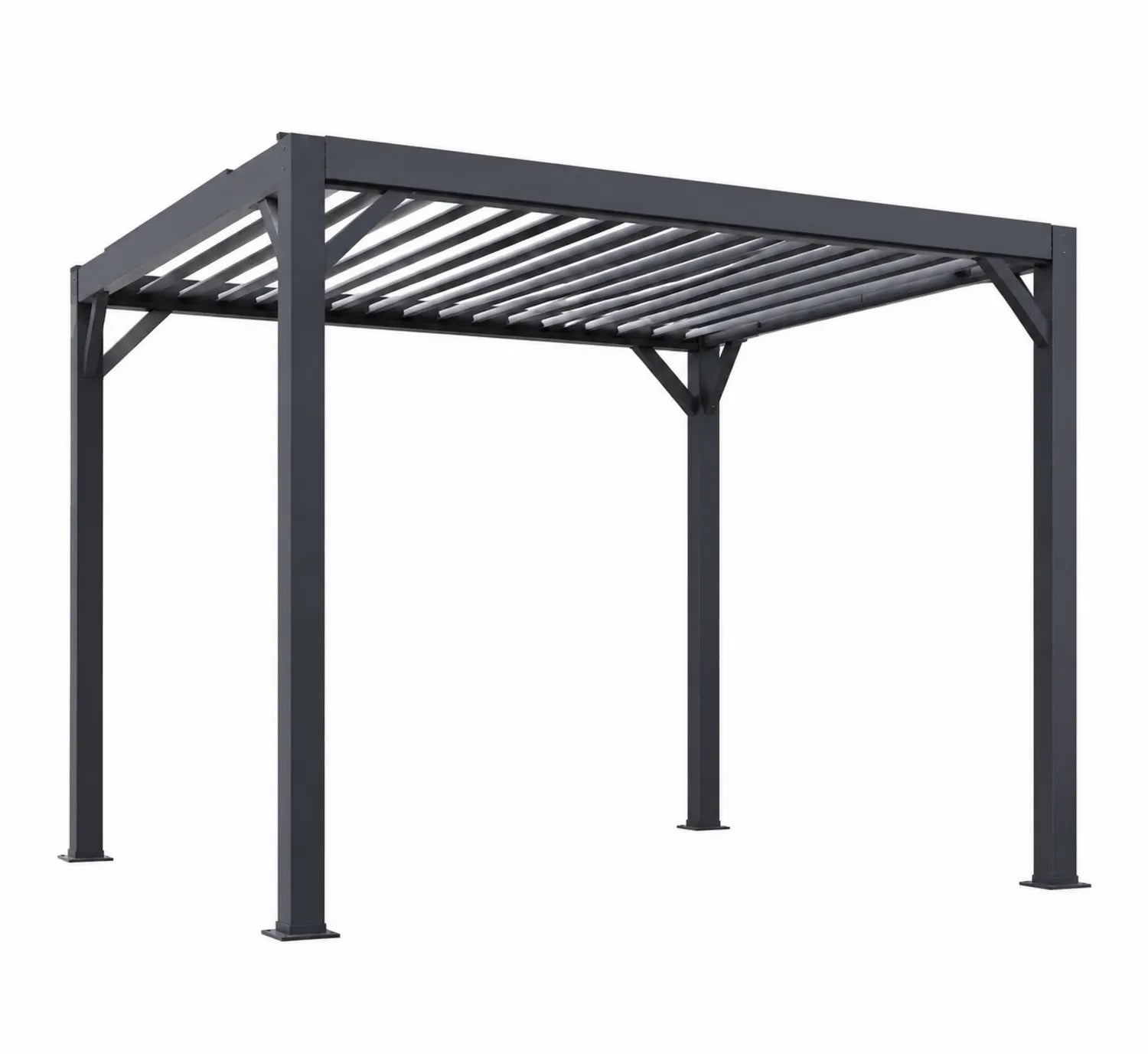 Pérgola de Aluminio Exterior Gris 3x3 m