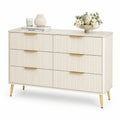 Cómoda de MDF Blancas con Tiradores de Metal Dorado