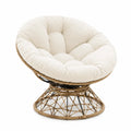 Silla Papasan Redonda de Algodón con Base de Ratán 100 cm