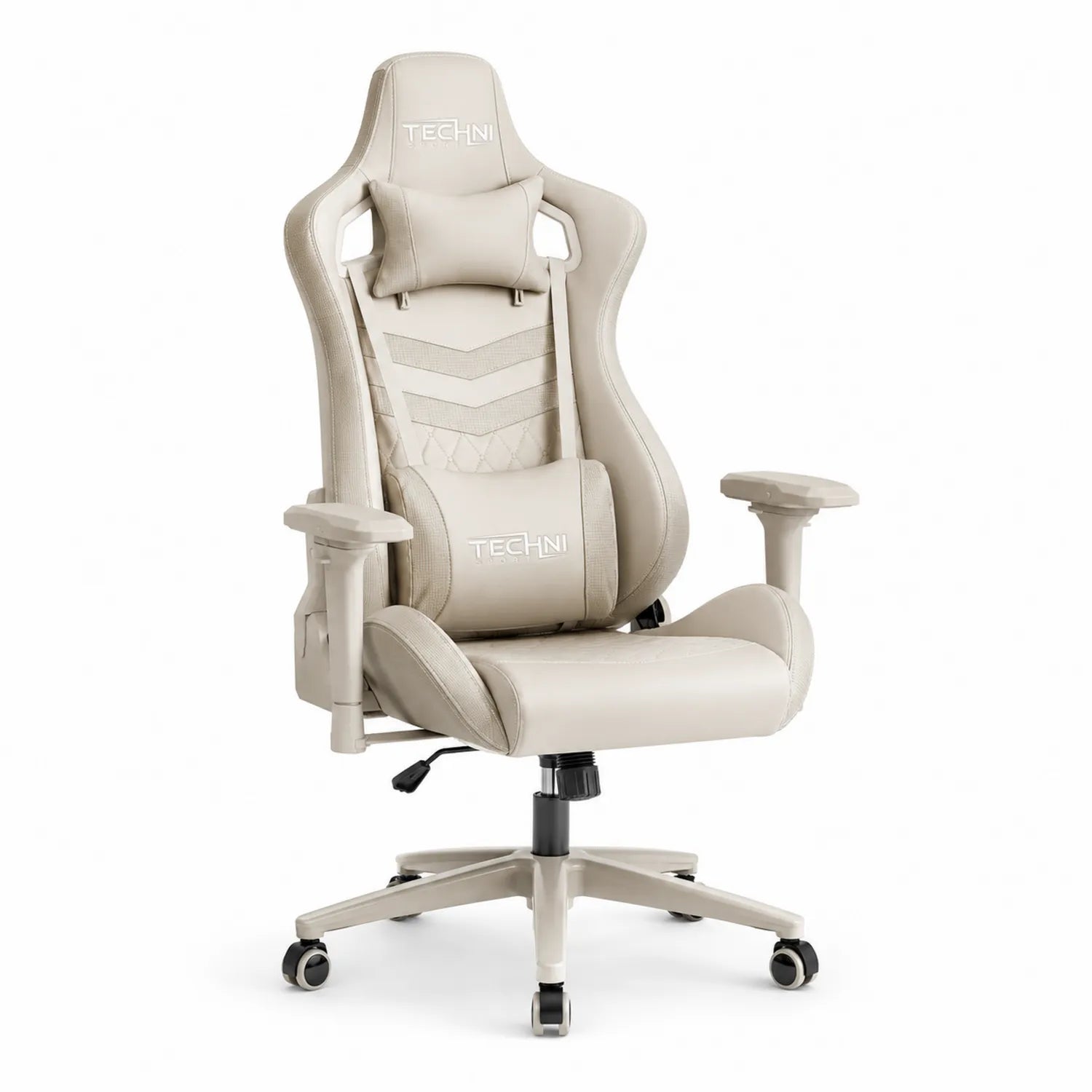Silla de Oficina Gaming Ajustable de Cuero PU Beige
