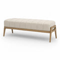 Banco de madera y lino 180 cm Beige
