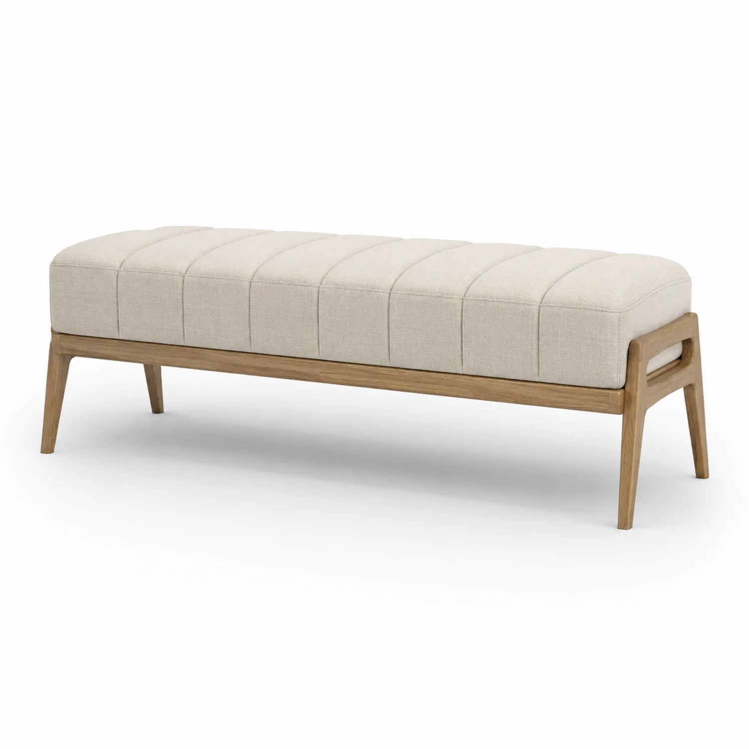 Banco de madera y lino 180 cm Beige