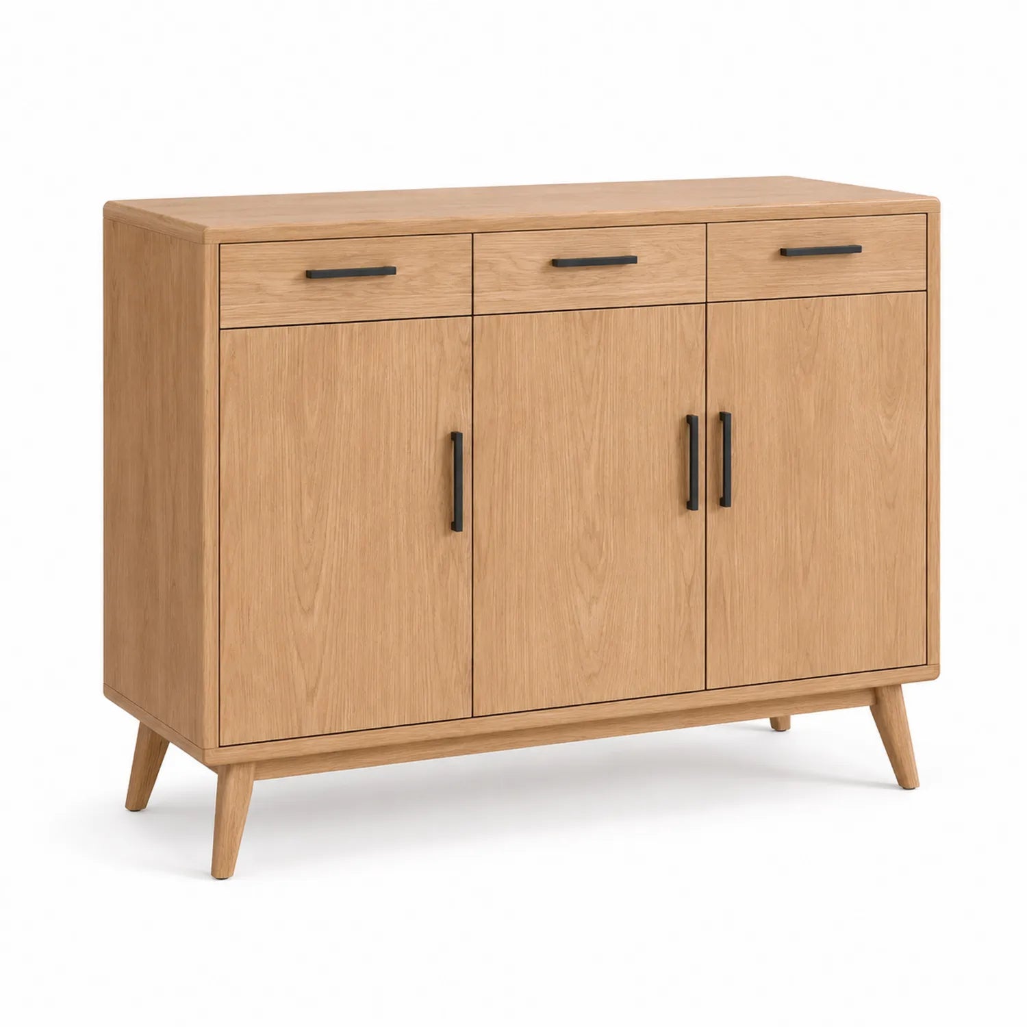 Aparador de Madera de Roble con 3 Puertas y Cajones