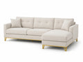 Sofá Seccional de Tela Beige con Base Metálica