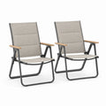 Juego de 2 Sillas Plegables de Exterior con Estructura de Acero y Tela Beige