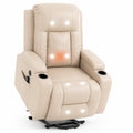 Sillón reclinable de masaje eléctrico de cuero sintético Beige