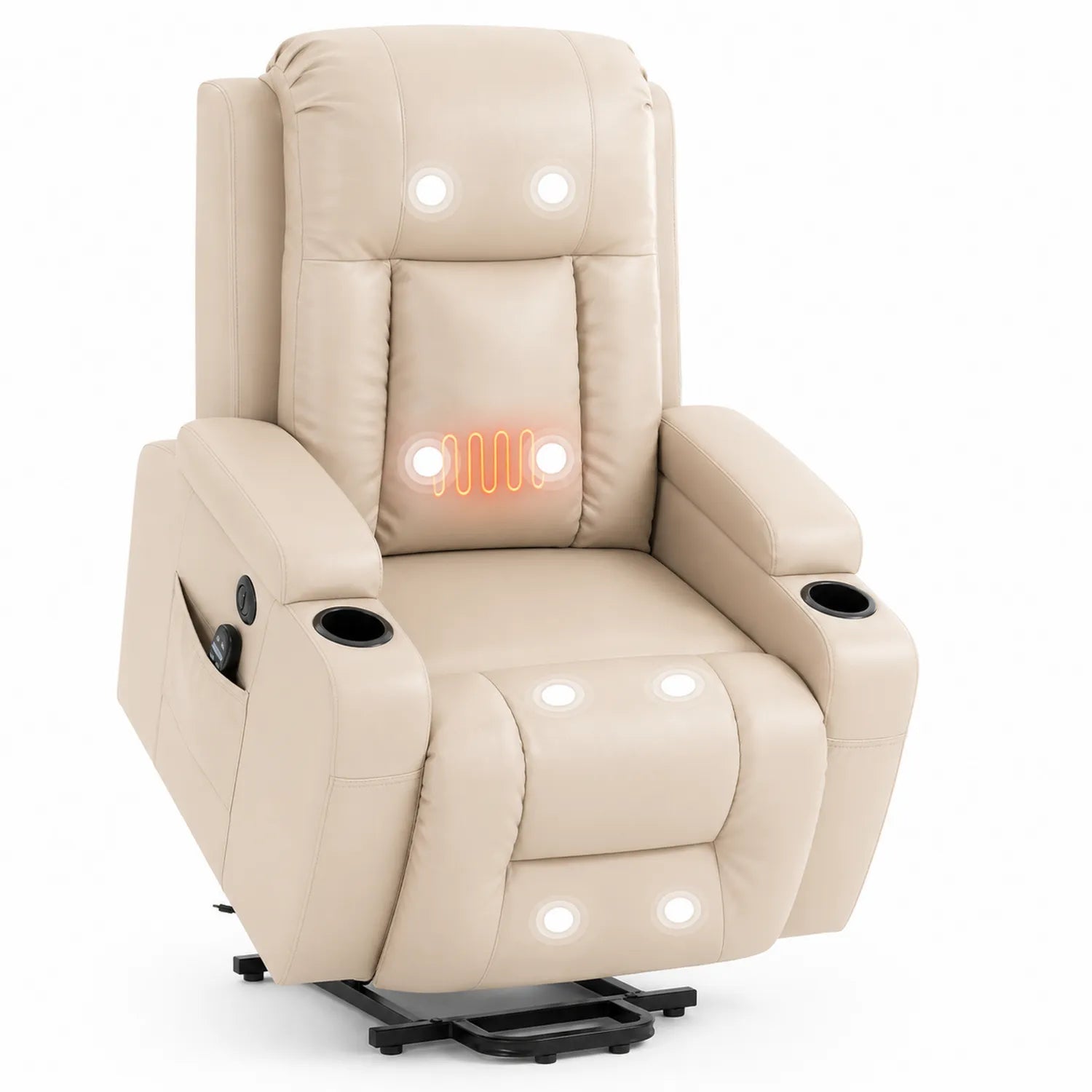 Sillón reclinable de masaje eléctrico de cuero sintético Beige