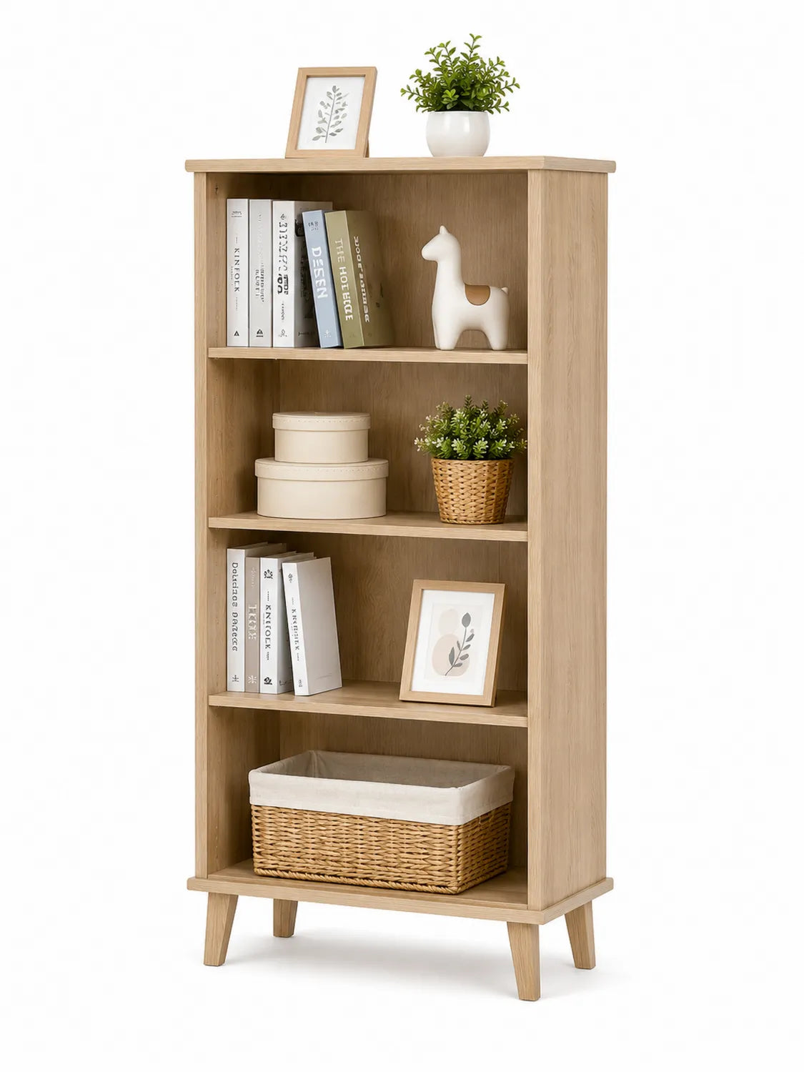Estantería de Madera de Roble con 4 Estantes