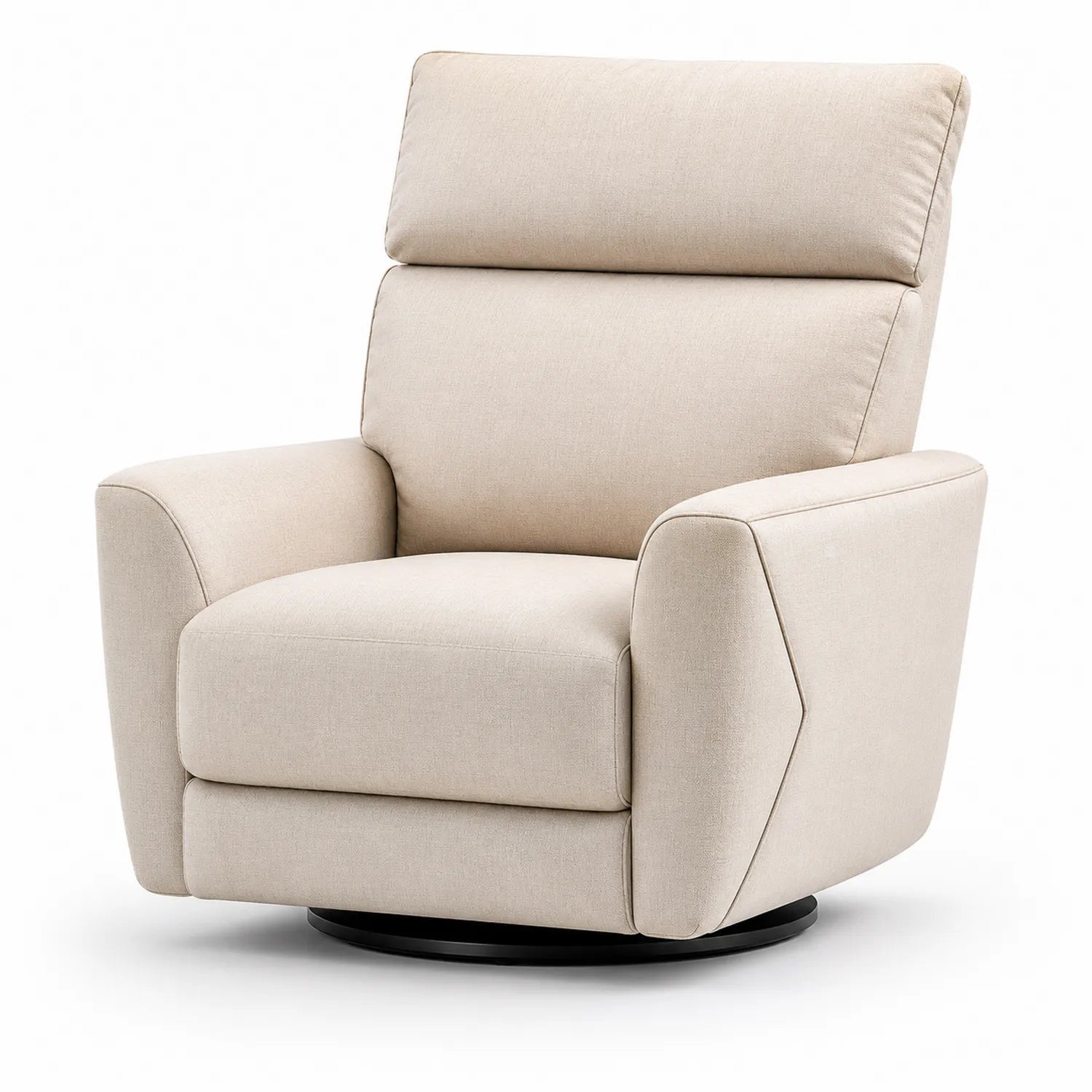 Sillón reclinable giratorio de tela beige 90x85x100 cm