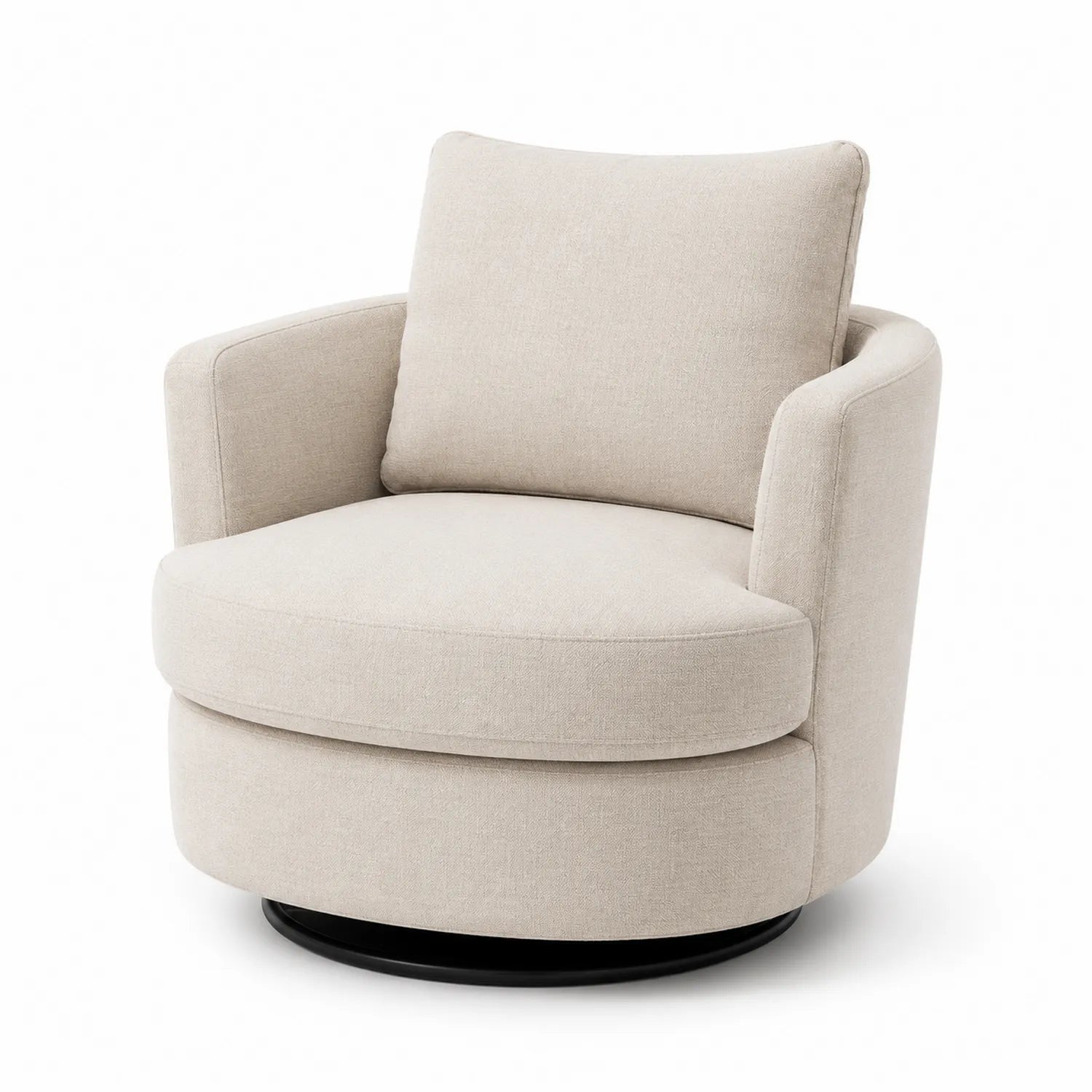 Silla Giratoria Redonda de Tela con Base de Metal