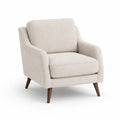 Sillón de poliéster beige con patas de madera