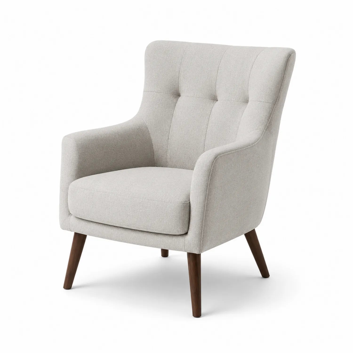 Sillón de Tela de Poliéster Gris con Patas de Madera