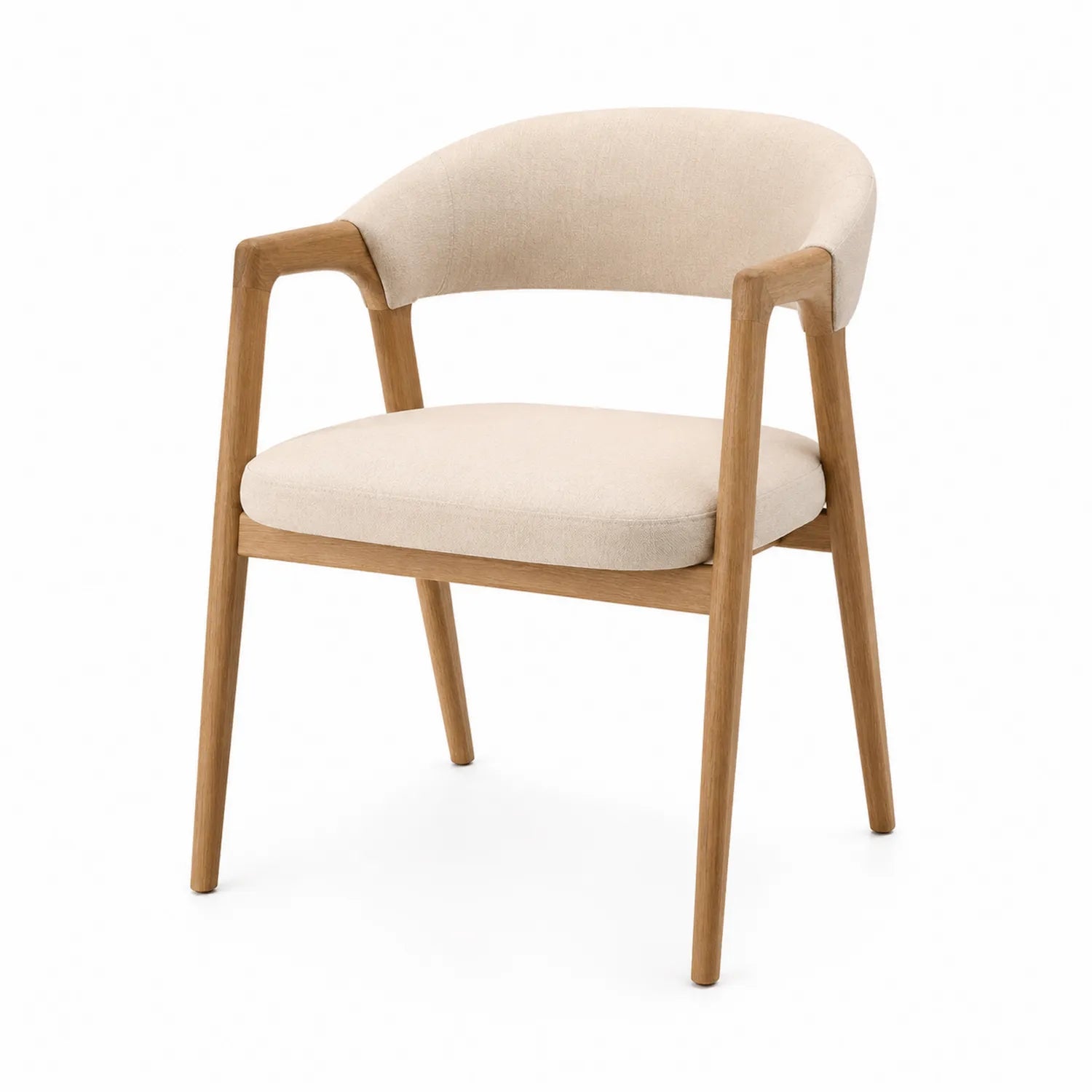Silla de comedor de madera con tapizado de poliéster Beige