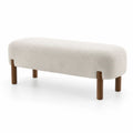 Banco de tela de poliéster Crema con patas de madera 120x40x45 cm