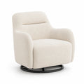 Silla giratoria de tela de poliéster beige con base metálica