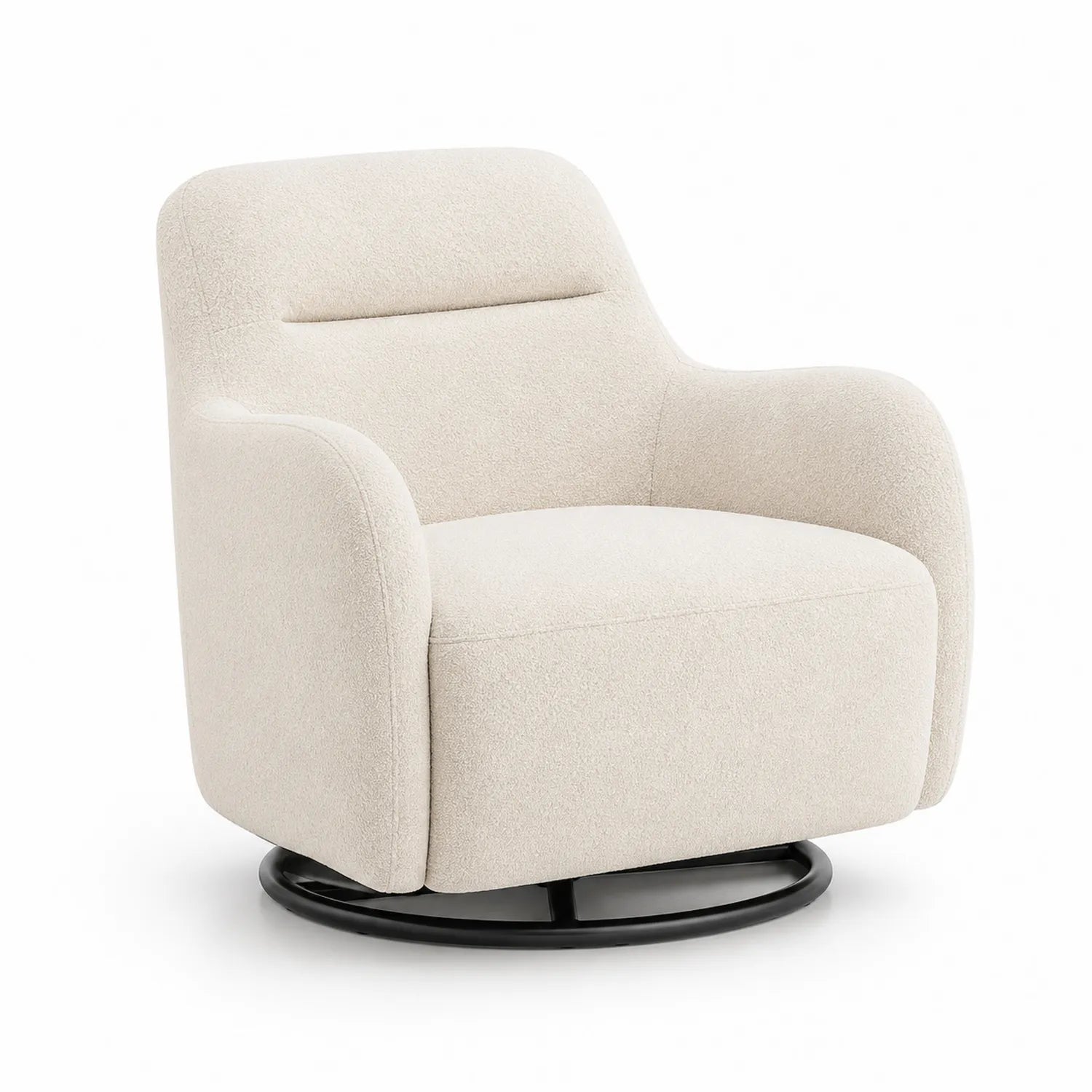 Silla giratoria de tela de poliéster beige con base metálica