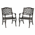 Conjunto de 2 Sillas de Aluminio Fundido para Exterior en Negro, 60x59x89 cm