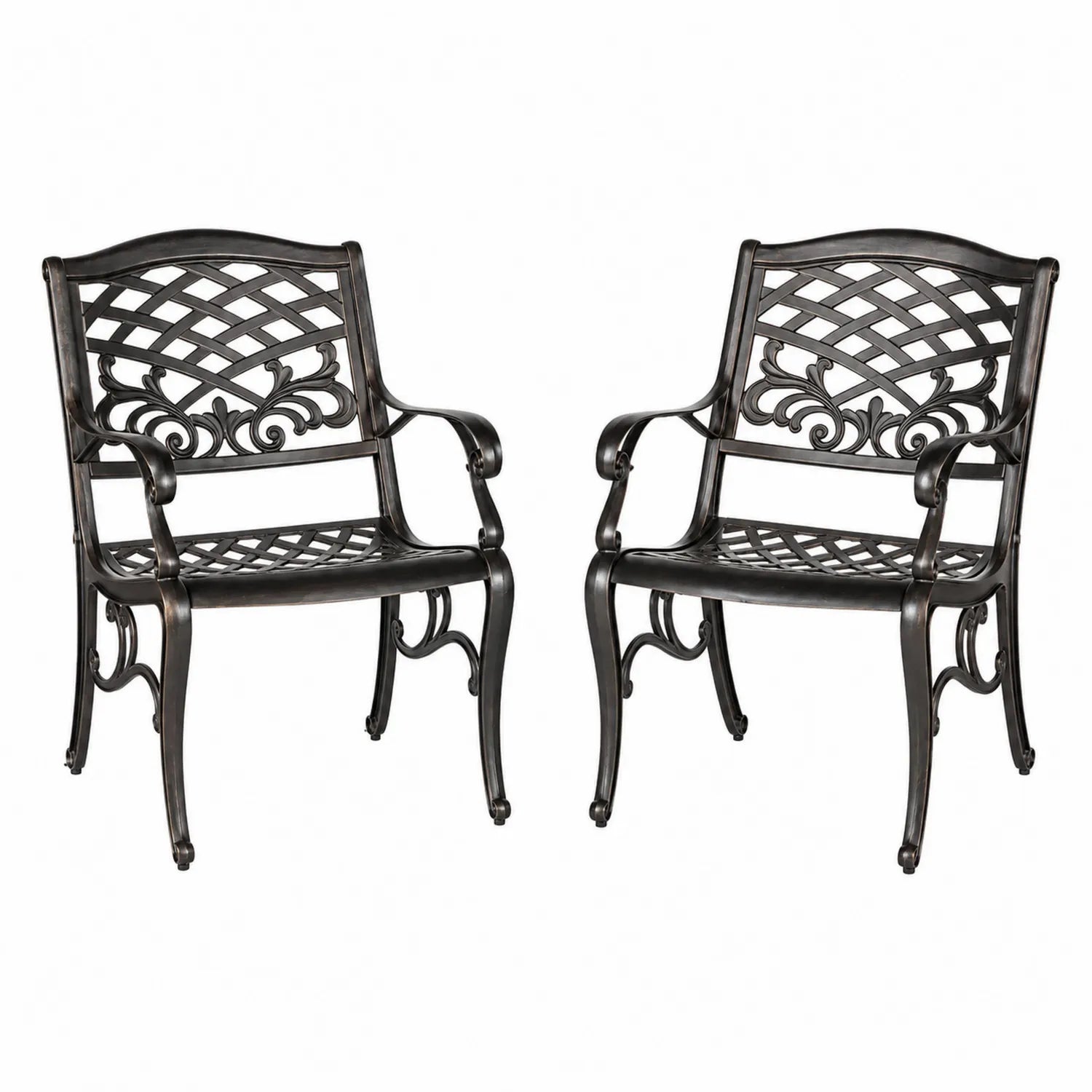 Conjunto de 2 Sillas de Aluminio Fundido para Exterior en Negro, 60x59x89 cm