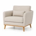Sillón de Lino Beige con Estructura de Madera