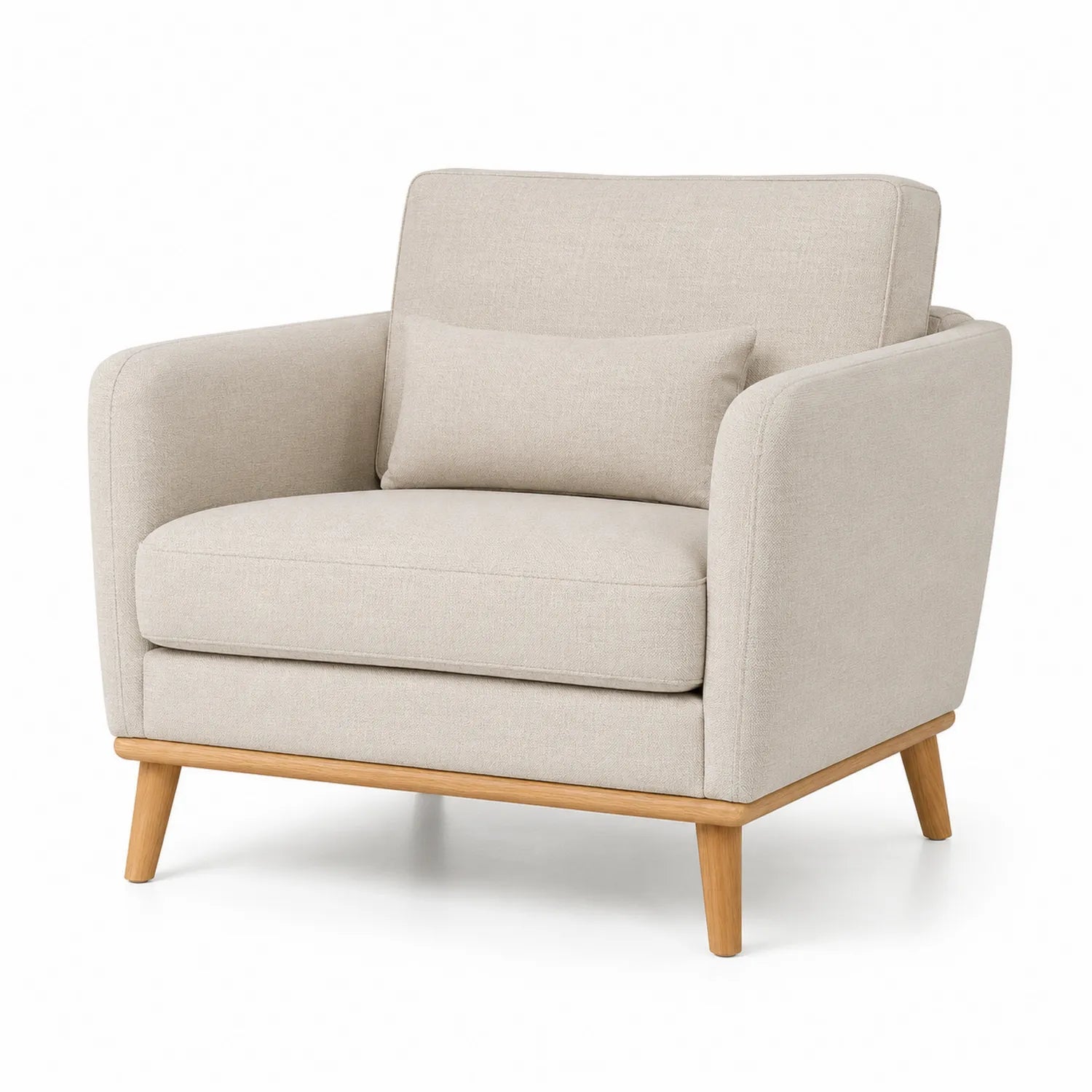 Sillón de Lino Beige con Estructura de Madera