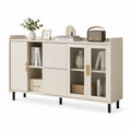 Aparador de Madera y Vidrio Templado Beige 120 cm