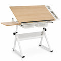 Mesa de Dibujo Ajustable de Madera y Metal con Bandejas