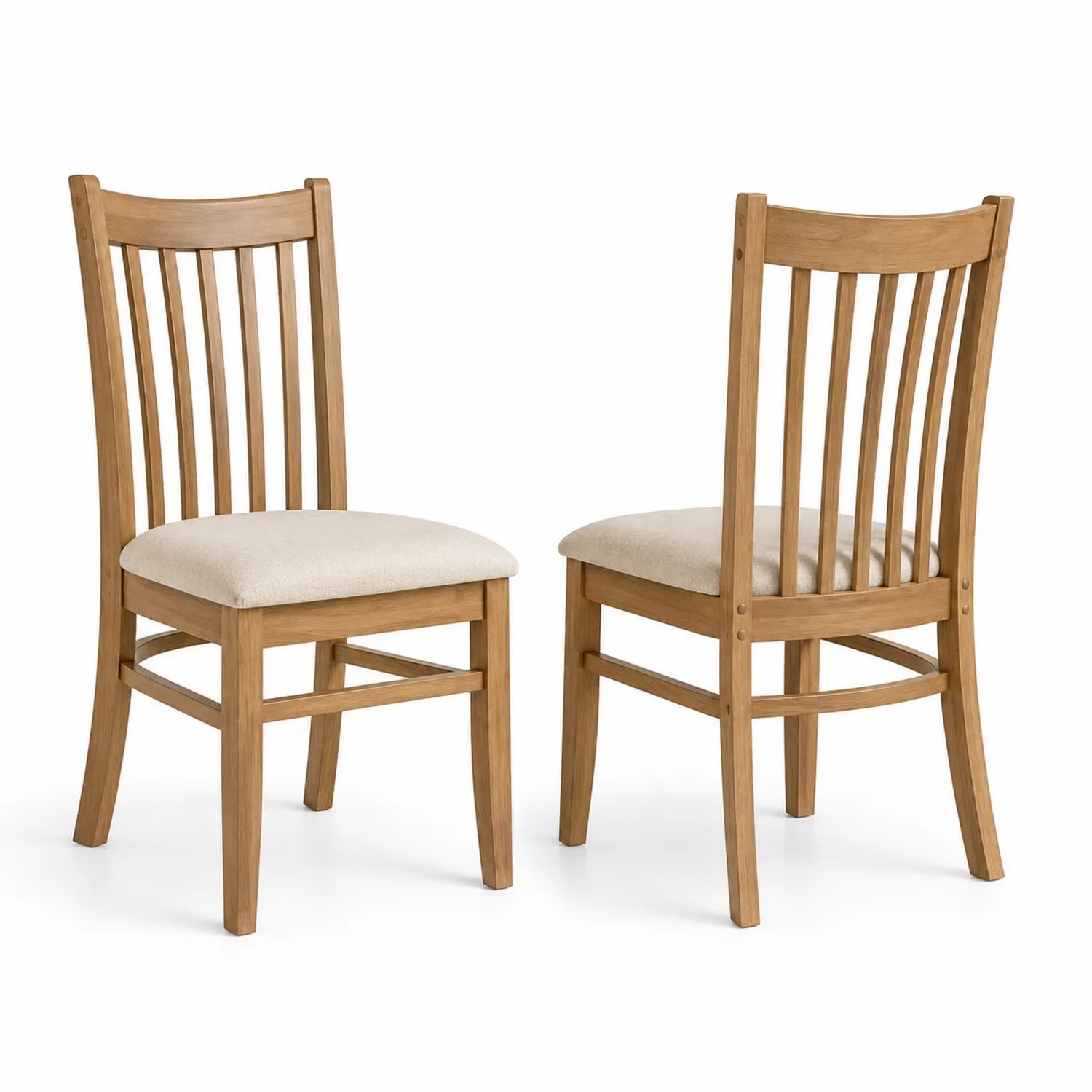 Juego de 2 sillas de madera de roble con tapizado de poliéster beige