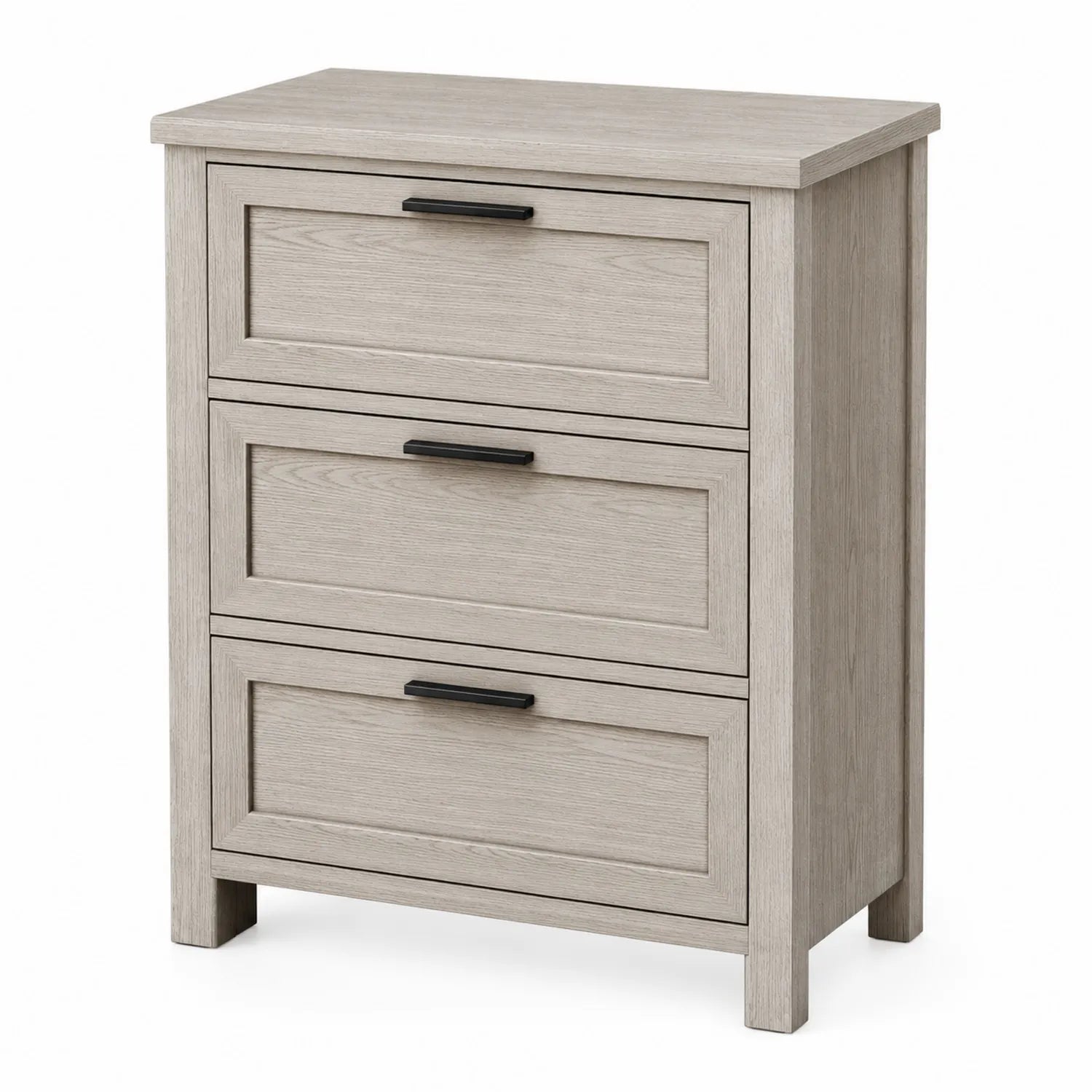 Cómoda de Madera Contrachapada con 3 Cajones Gris Claro