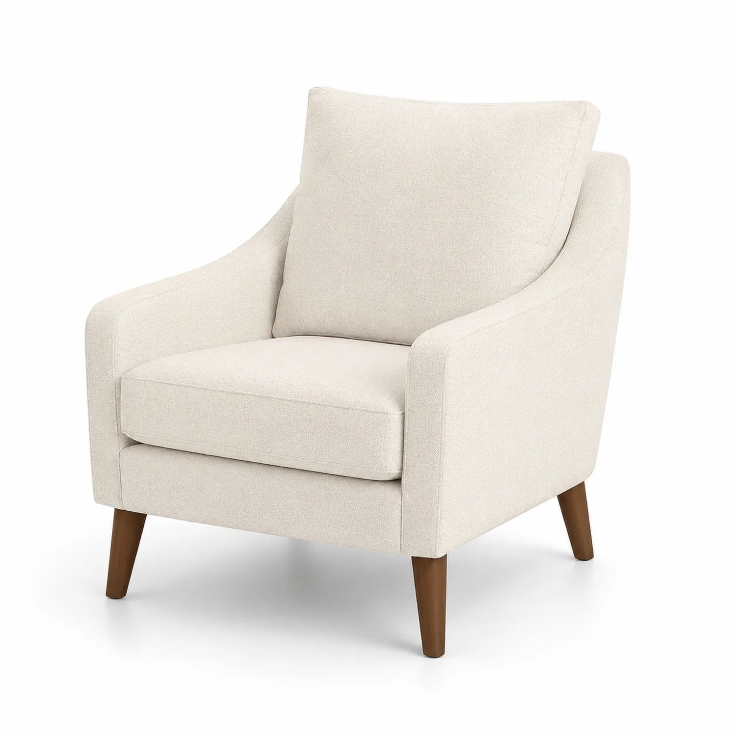Sillón de Tela Crema con Patas de Madera de Haya