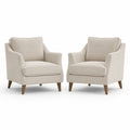Conjunto de 2 sillones de tela beige con patas de madera