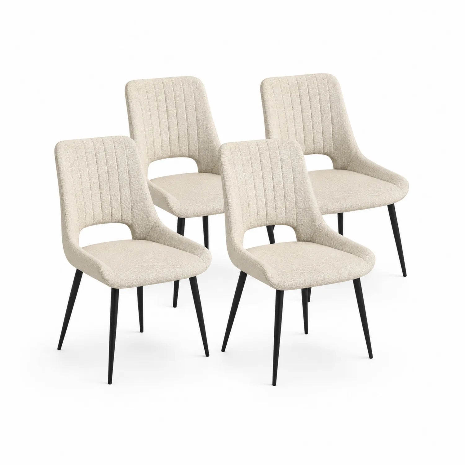 Juego de 4 sillas de comedor de tela con patas de metal