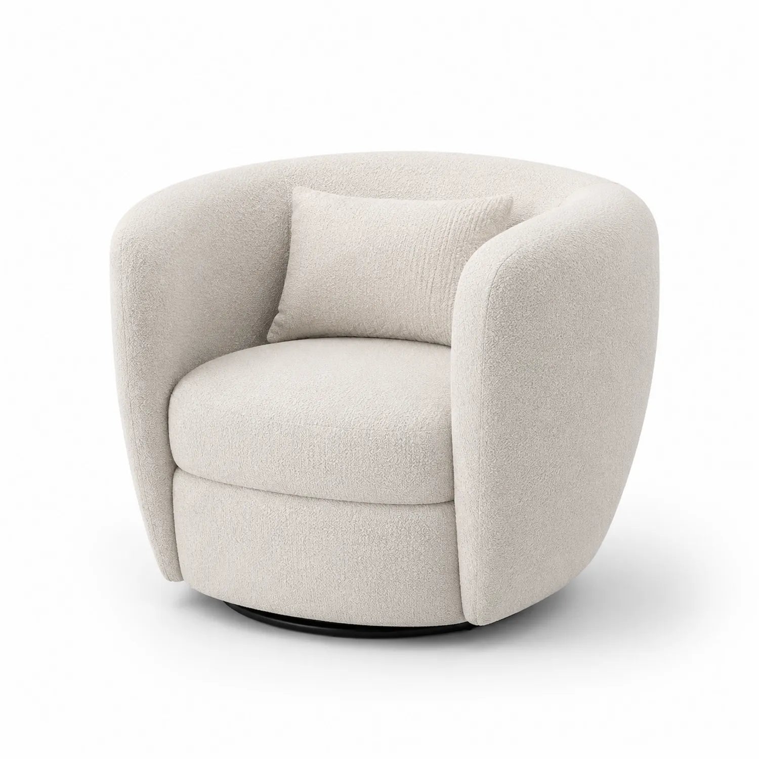 Silla giratoria de poliéster beige con cojín