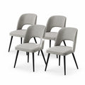 Juego de 4 sillas de comedor en tela de poliéster gris con patas metálicas negras