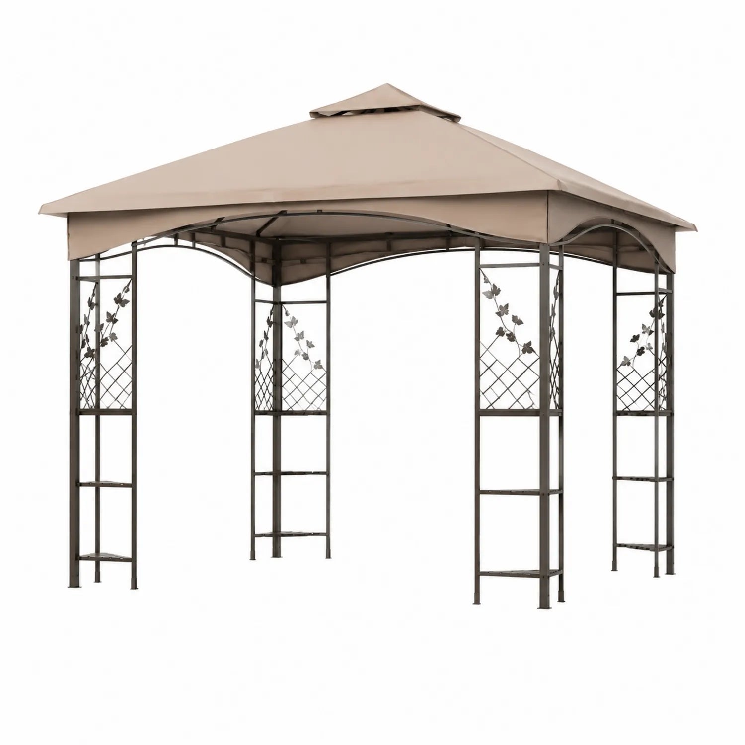 Pérgola Hexagonal de Metal con Techo de Poliéster