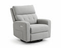 Sillón reclinable giratorio gris con tela de poliéster y base metálica