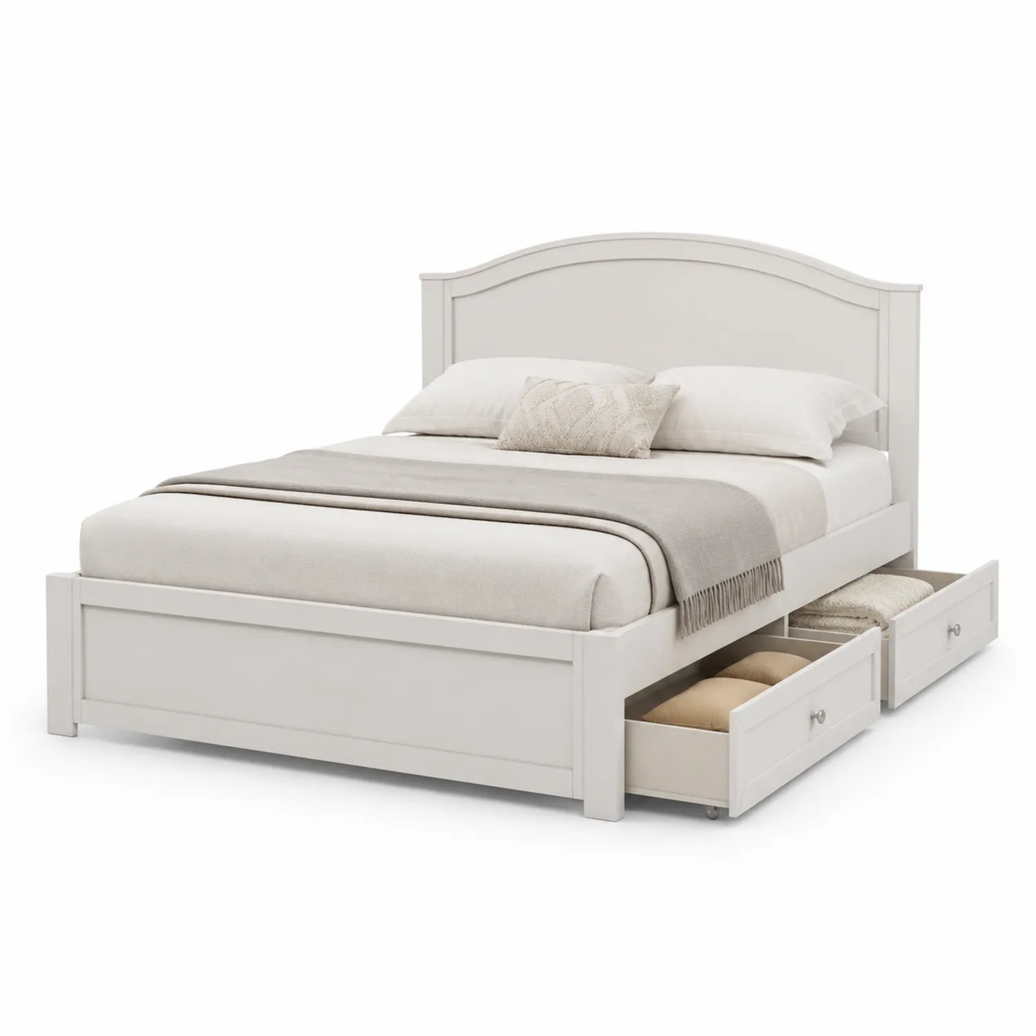 Cama Doble de Madera con Cajones Blanco 200x160 cm