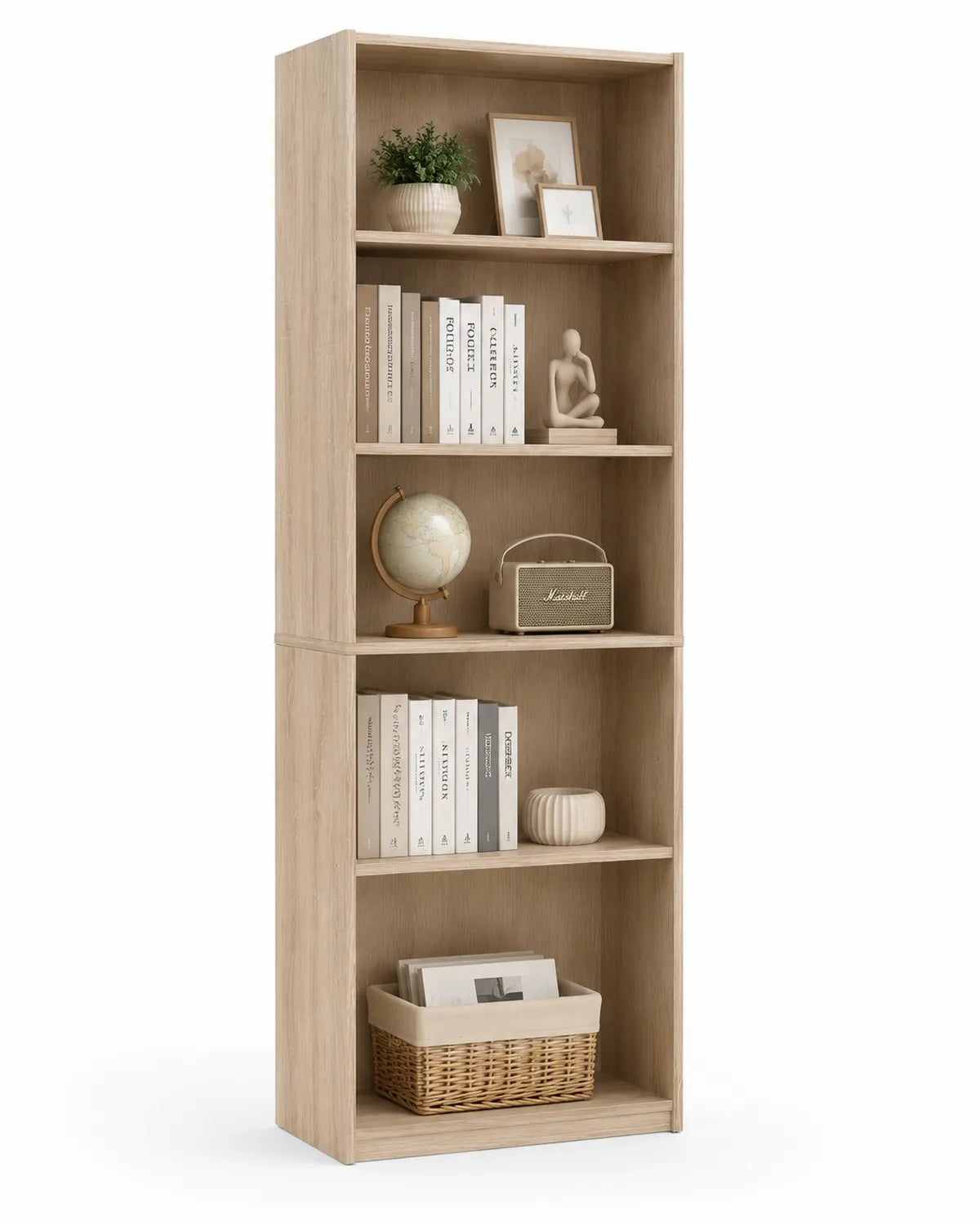 Estantería de Madera Roble con 5 Estantes 180x70x24 cm