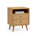 Mesa Auxiliar de Madera con 2 Cajones y Estante