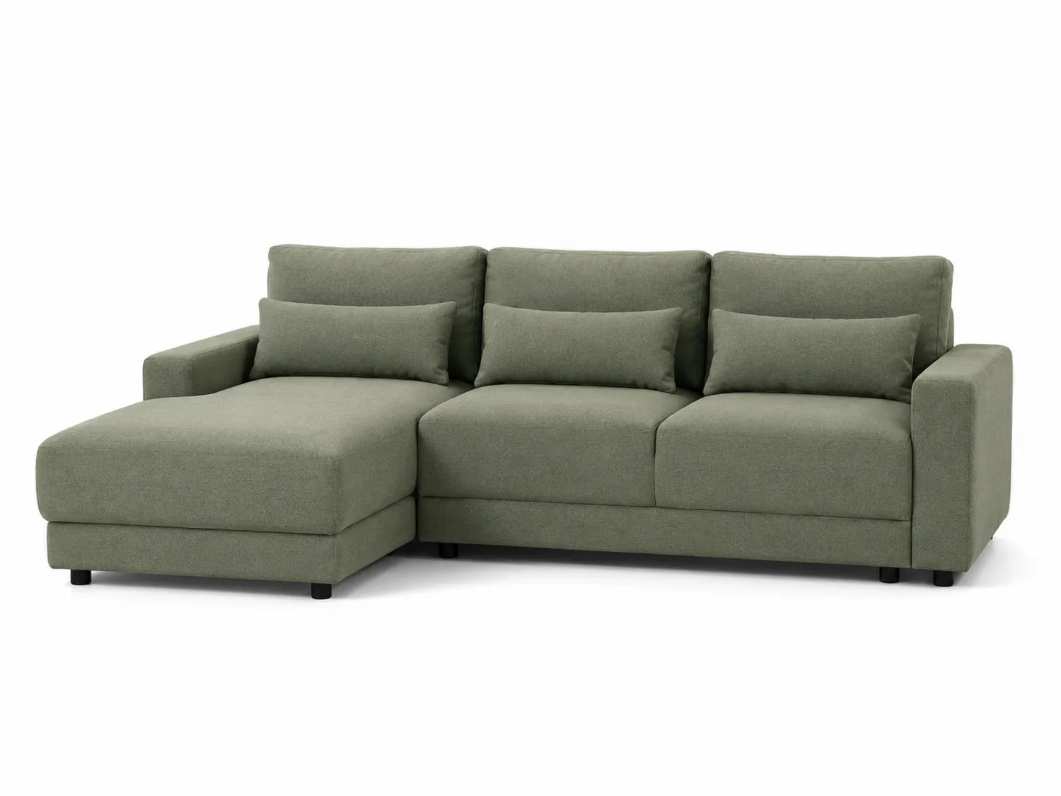 Sofá seccional izquierdo de poliéster verde oliva 290x160x85 cm